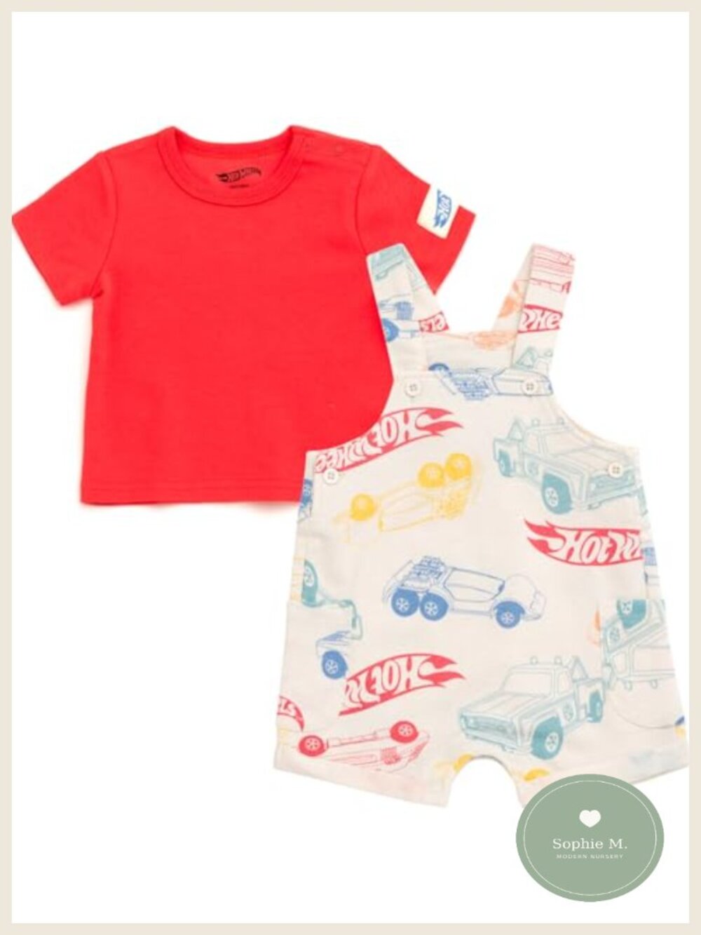 Baby Boy Shortall & Tee Outfit Set 0-24M Cotton Blend Graphic Print